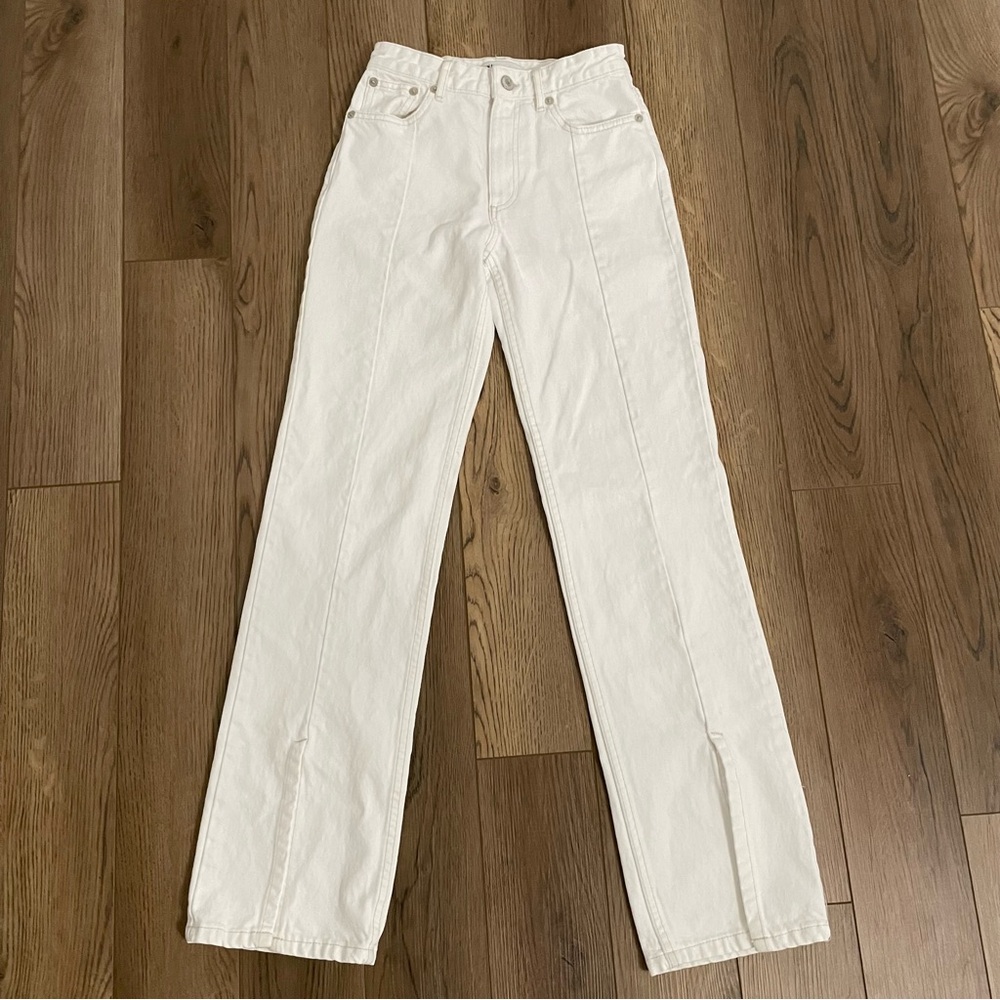 Zara Split Straight Leg White‎ Denim Jeans
